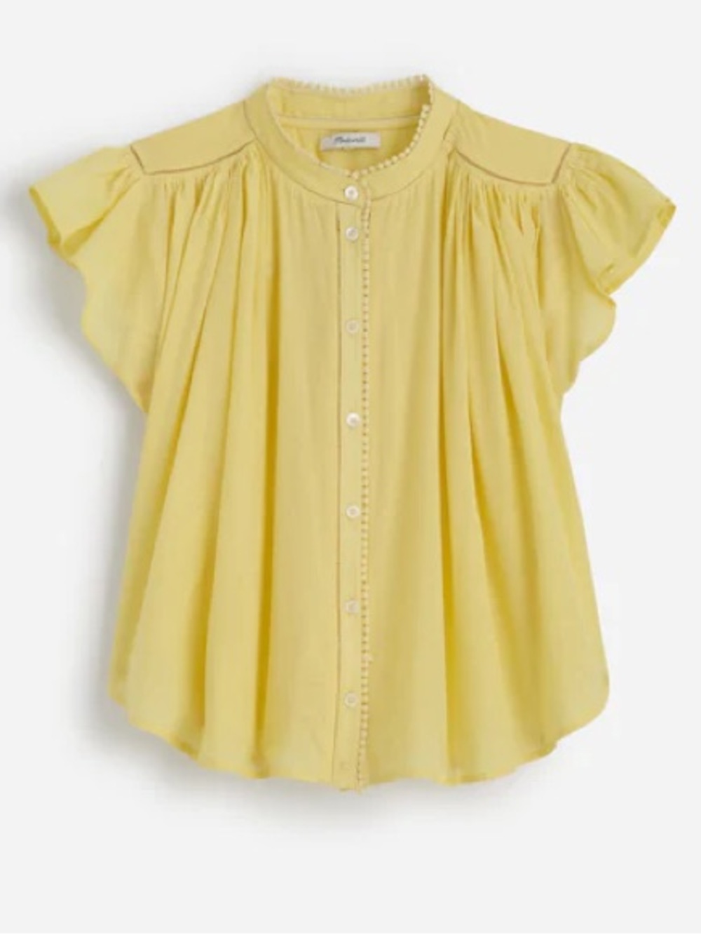 Madewell Shirred Lace Trim Top in Iced Lemon | XXL | EUC - Picture 16 of 16